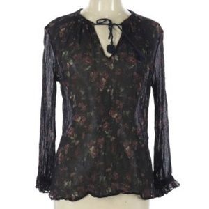 Ralph Lauren sheer black floral top w under tank